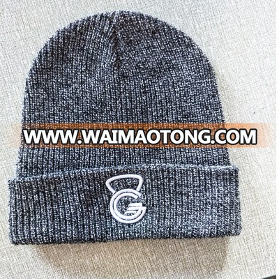 100% acrylic knitted beanies with custom embroidery